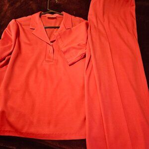 polo shirt short sleeve orange pant set top and bottoms medium